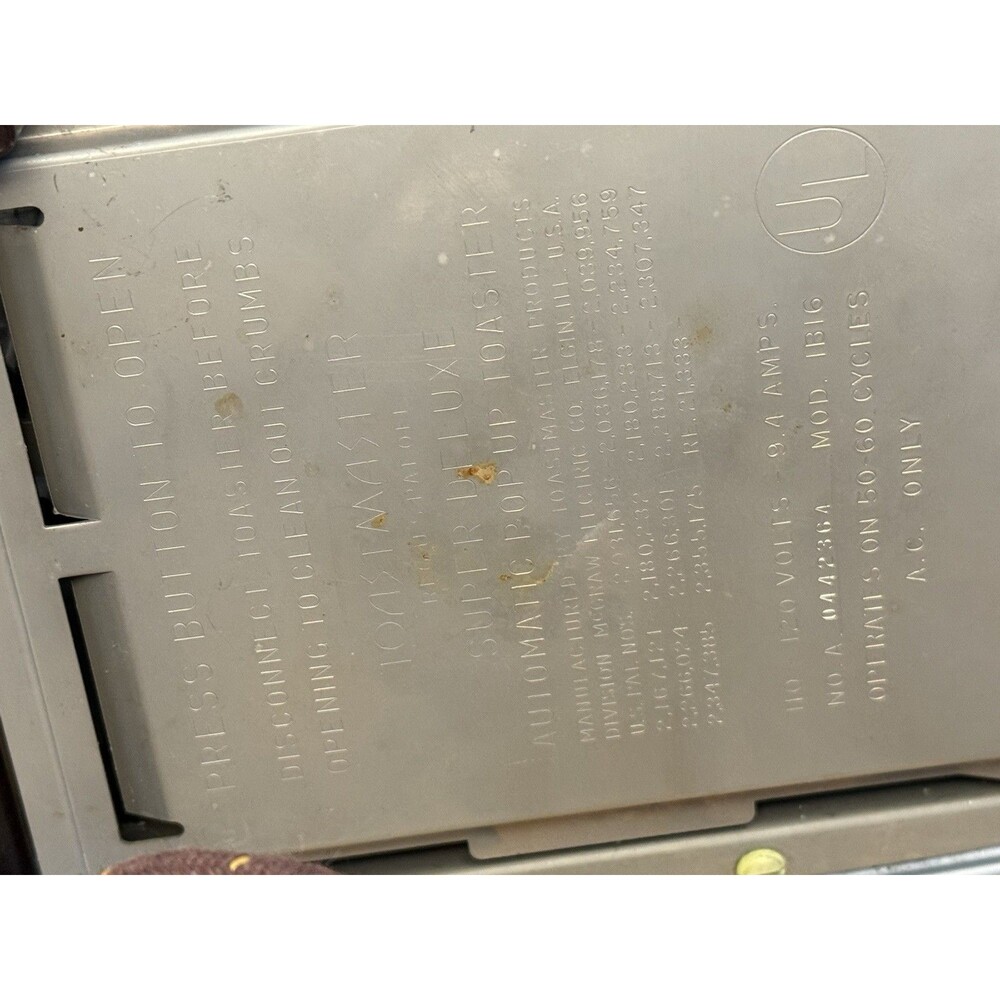 Toastmaster Super Deluxe Toaster Chrome Auto Pop Up MCM Vtg 1950s Works Well - Picture 11 of 14